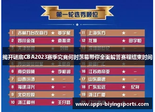 揭开谜底CBA2023赛季究竟何时落幕带你全面解答赛程结束时间